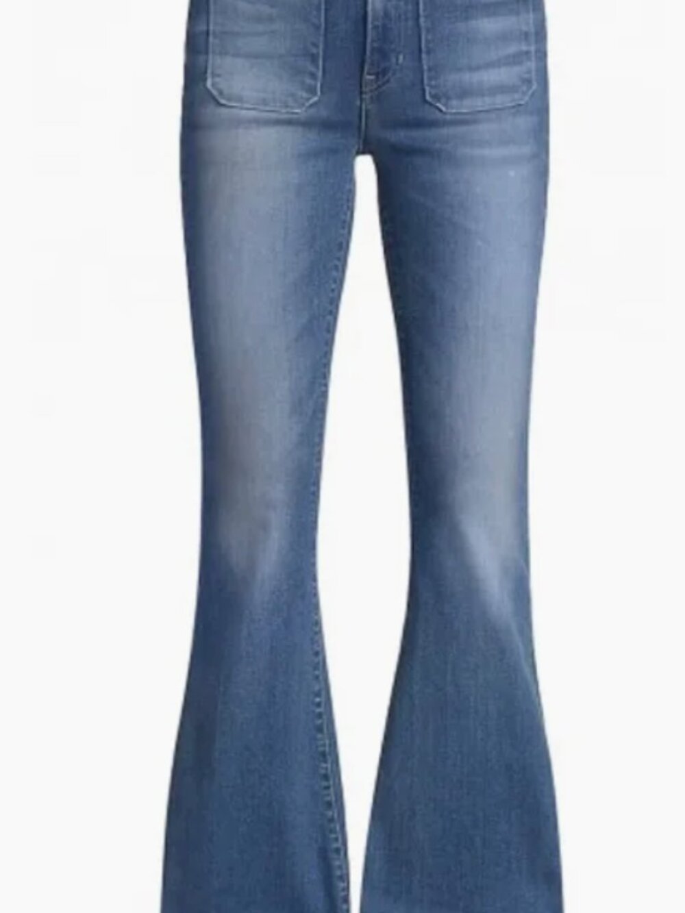 Veronica Beard Washed Blue Flare Jeans with Front Patch Pockets